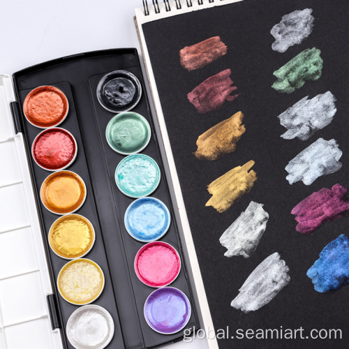 Solid Watercolor Portable Paint Set artist Metallic solid watercolor portable paint Set Factory